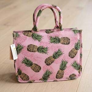 Pink pineapple printed canvas mini